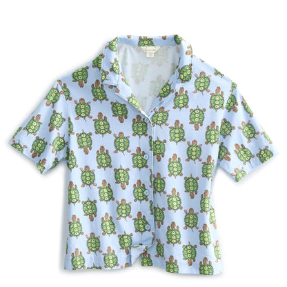 Short-Sleeved Button-Down Pajama Top